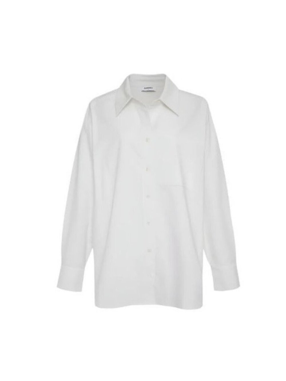 Rumored Button Down Shirt Women L White Cotton Oversized Long Sleeve Minimalist - Picture 2 of 8